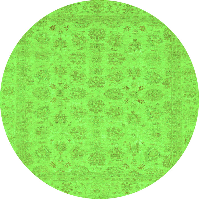 Round Abstract Green Modern Rug, abs3973grn