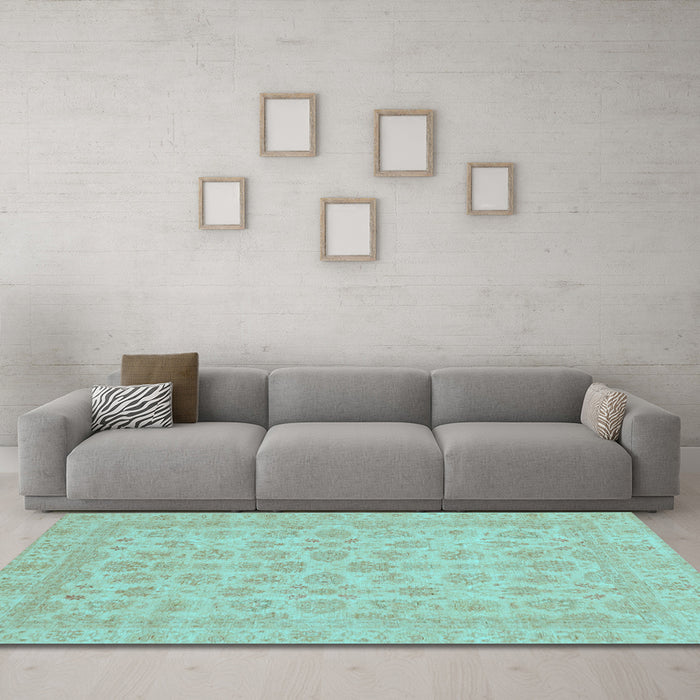 Machine Washable Abstract Light Blue Modern Rug in a Living Room, wshabs3973lblu