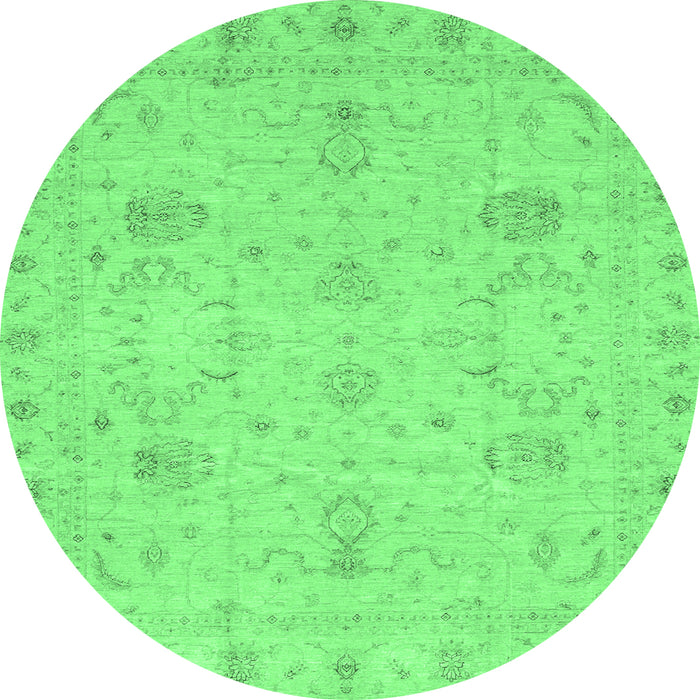 Round Oriental Emerald Green Traditional Rug, abs3974emgrn