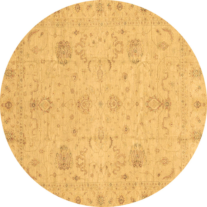 Round Machine Washable Oriental Brown Traditional Rug, wshabs3974brn