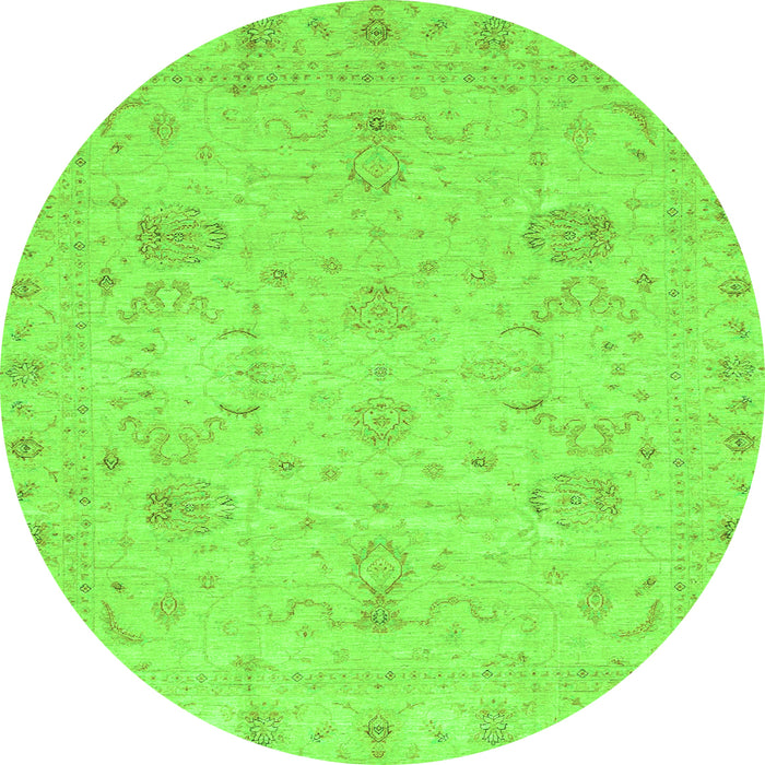 Round Oriental Green Traditional Rug, abs3974grn