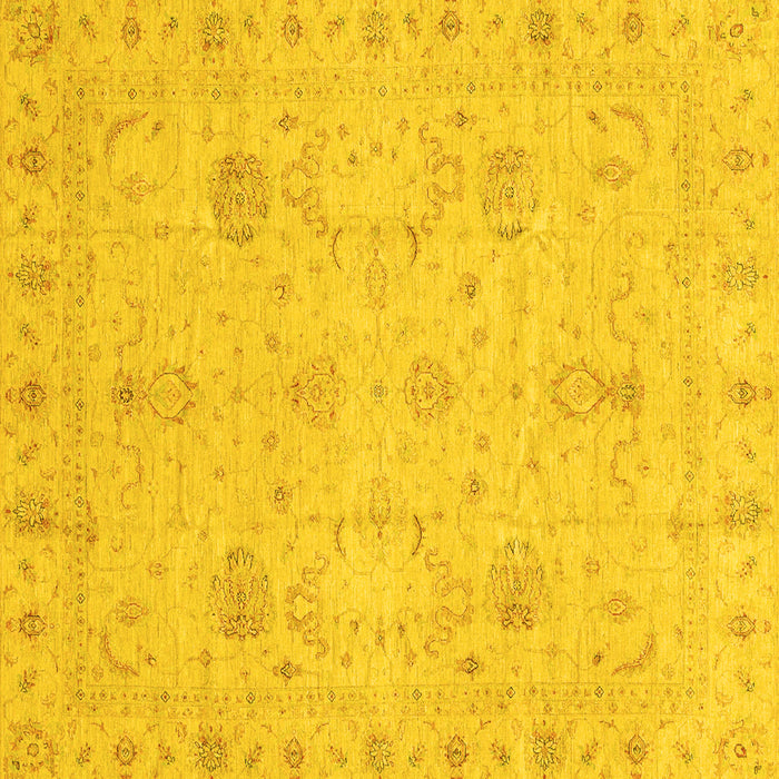 Square Machine Washable Oriental Yellow Traditional Rug, wshabs3974yw
