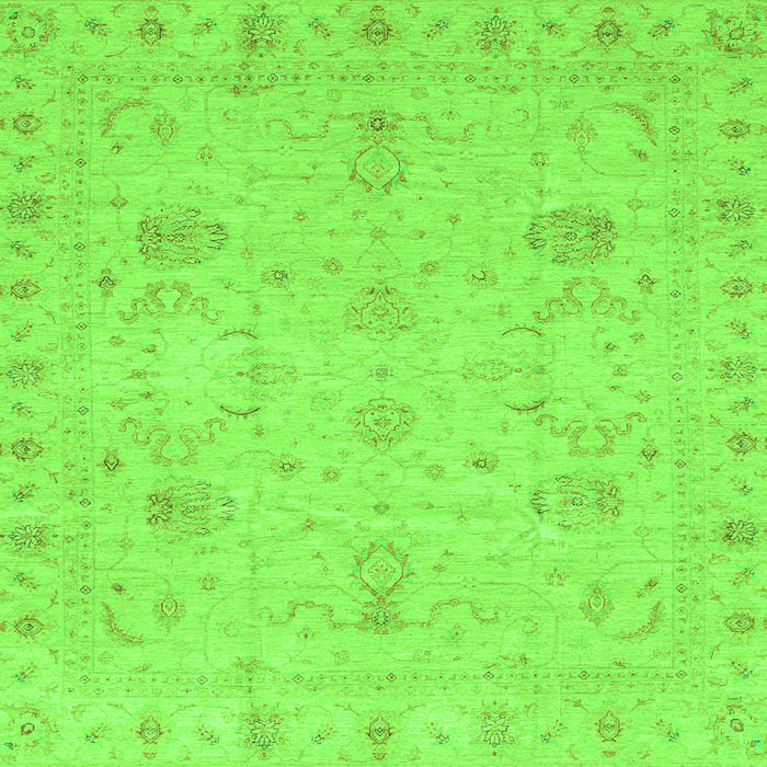 Square Machine Washable Oriental Green Traditional Area Rugs, wshabs3974grn