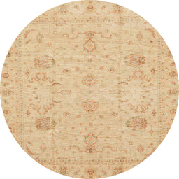 Round Abstract Yellow Oriental Rug, abs3974