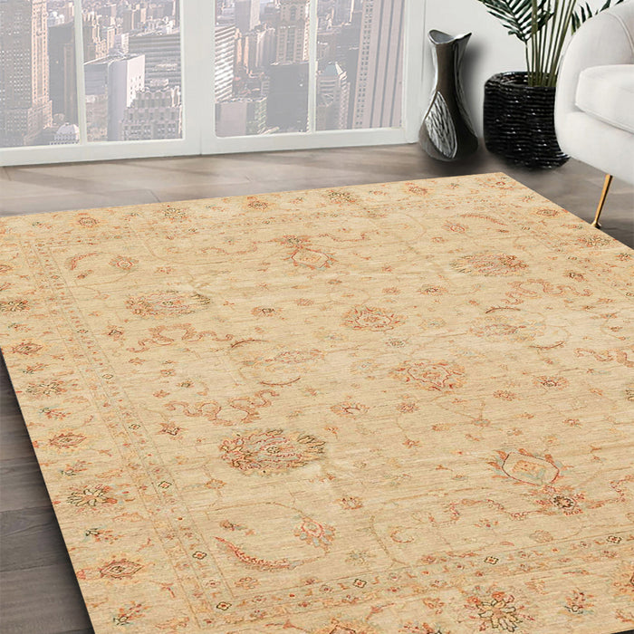 Machine Washable Abstract Yellow Rug in a Family Room, wshabs3974