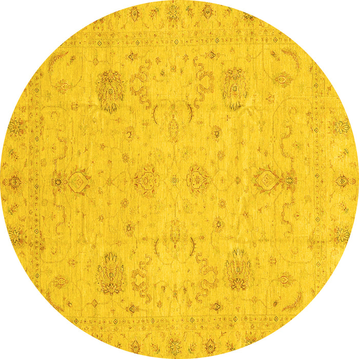 Round Oriental Yellow Traditional Rug, abs3974yw
