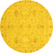 Round Oriental Yellow Traditional Rug, abs3974yw