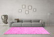 Machine Washable Oriental Pink Traditional Rug in a Living Room, wshabs3974pnk