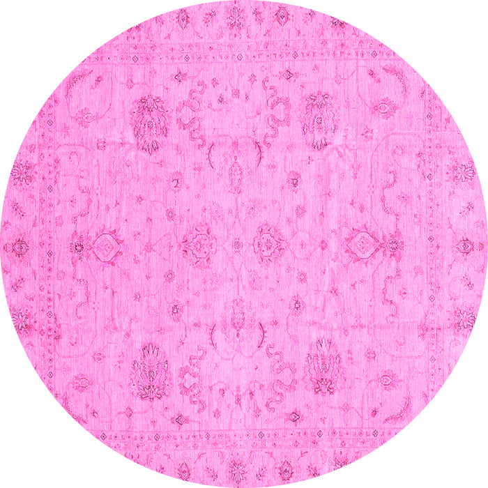 Round Oriental Pink Traditional Rug, abs3974pnk