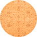 Round Machine Washable Oriental Orange Traditional Area Rugs, wshabs3974org