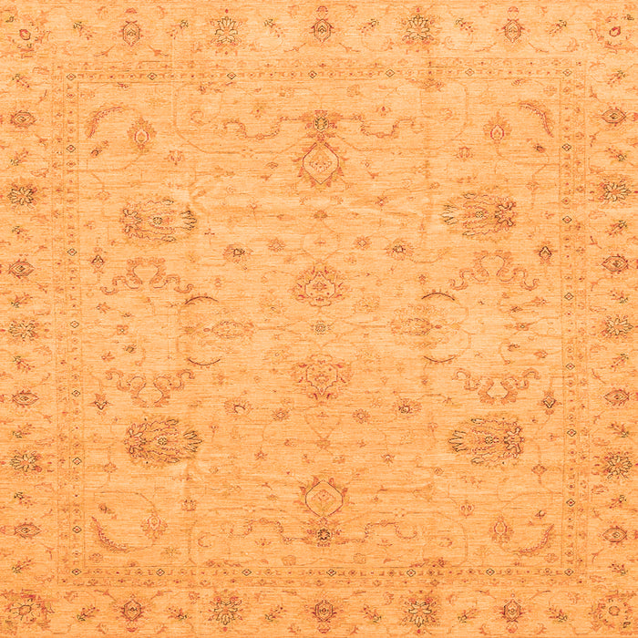 Square Machine Washable Oriental Orange Traditional Area Rugs, wshabs3974org