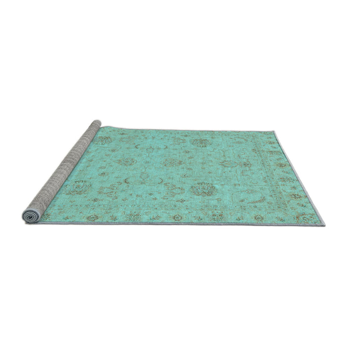 Sideview of Machine Washable Oriental Light Blue Traditional Rug, wshabs3974lblu