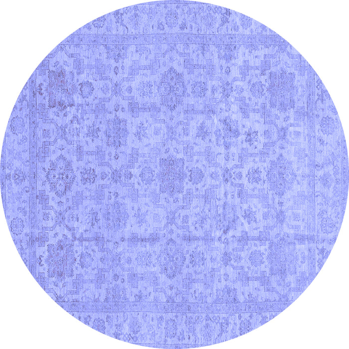 Round Oriental Blue Traditional Rug, abs3975blu