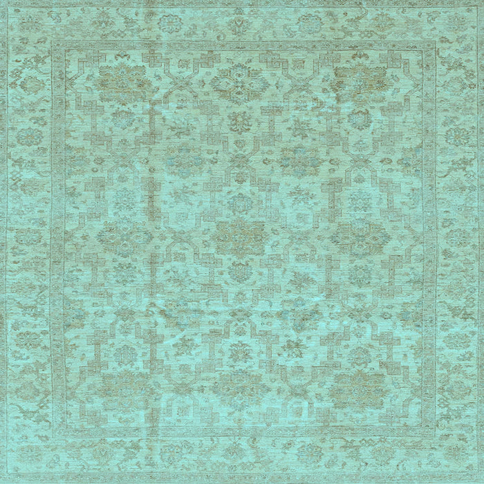 Square Machine Washable Oriental Light Blue Traditional Rug, wshabs3975lblu