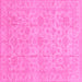 Square Machine Washable Oriental Pink Traditional Rug, wshabs3975pnk