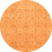 Round Machine Washable Oriental Orange Traditional Area Rugs, wshabs3975org