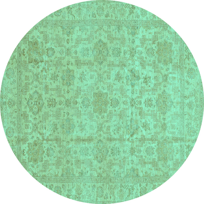 Round Oriental Turquoise Traditional Rug, abs3975turq