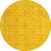 Round Oriental Yellow Traditional Rug, abs3975yw