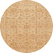 Round Machine Washable Abstract Orange Rug, wshabs3975