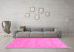 Machine Washable Oriental Pink Traditional Rug in a Living Room, wshabs3975pnk