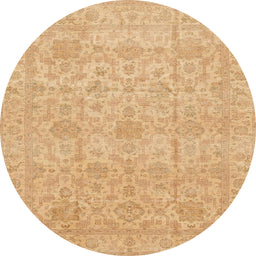 Round Abstract Orange Oriental Rug, abs3975