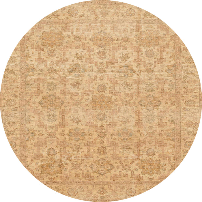 Round Abstract Orange Oriental Rug, abs3975
