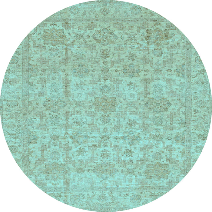 Round Oriental Light Blue Traditional Rug, abs3975lblu