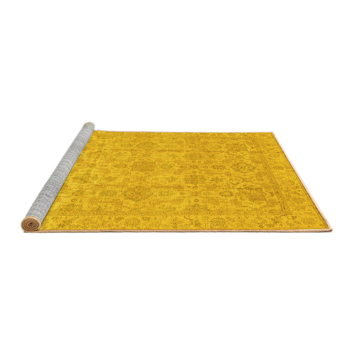 Sideview of Machine Washable Oriental Yellow Traditional Rug, wshabs3975yw
