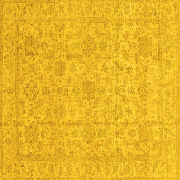 Square Machine Washable Oriental Yellow Traditional Rug, wshabs3975yw