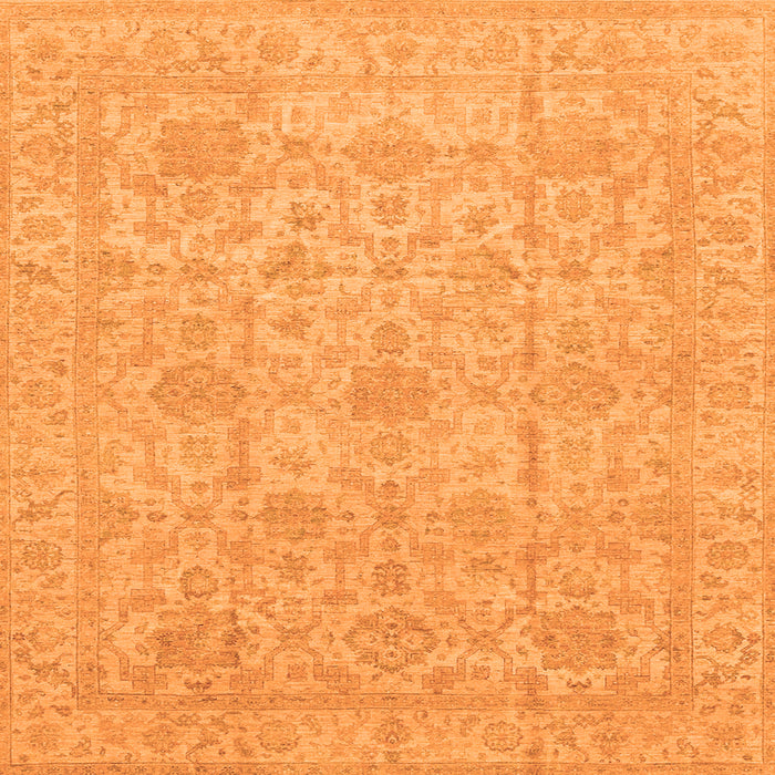 Square Machine Washable Oriental Orange Traditional Area Rugs, wshabs3975org