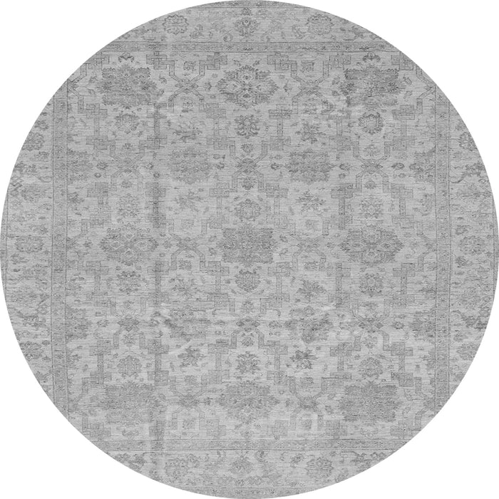 Round Machine Washable Oriental Gray Traditional Rug, wshabs3975gry