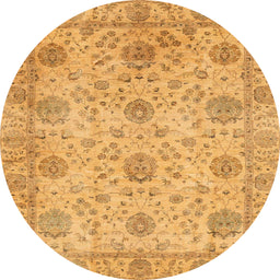 Round Abstract Orange Oriental Rug, abs3976