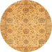 Round Abstract Orange Oriental Rug, abs3976