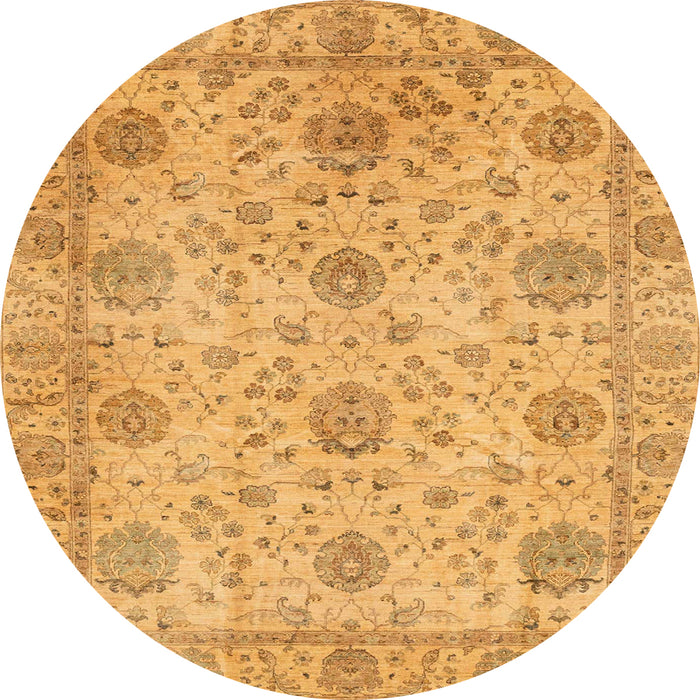 Round Machine Washable Abstract Orange Rug, wshabs3976