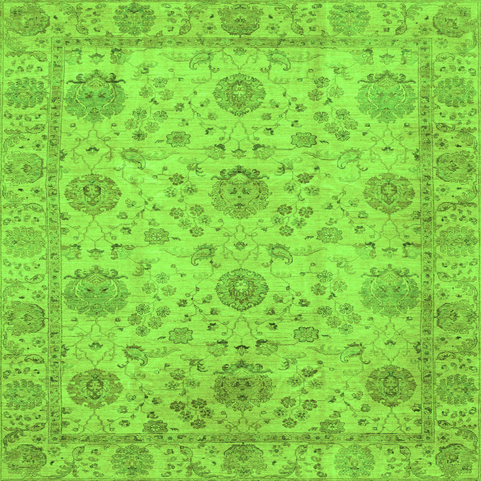 Square Machine Washable Oriental Green Traditional Area Rugs, wshabs3976grn