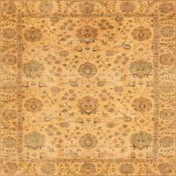 Square Abstract Orange Oriental Rug, abs3976