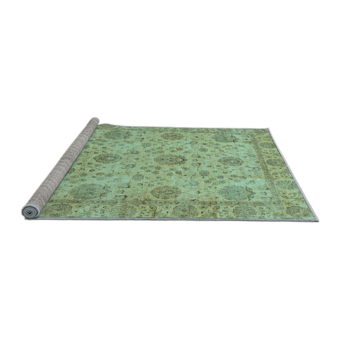Sideview of Machine Washable Oriental Light Blue Traditional Rug, wshabs3976lblu