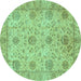 Round Oriental Turquoise Traditional Rug, abs3976turq