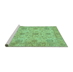 Sideview of Machine Washable Oriental Turquoise Traditional Area Rugs, wshabs3976turq