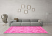 Machine Washable Oriental Pink Traditional Rug in a Living Room, wshabs3976pnk