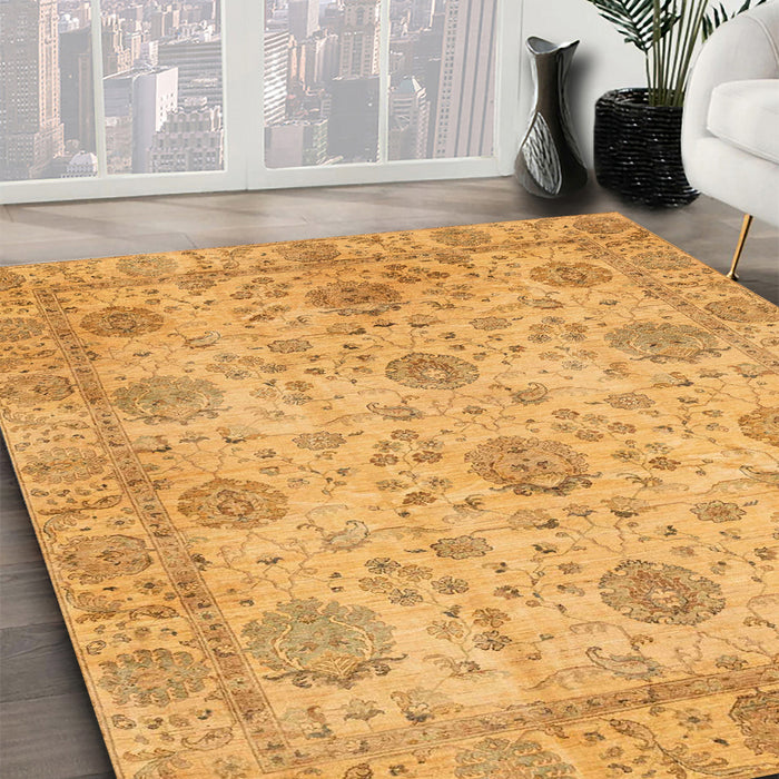 Abstract Orange Oriental Rug in Family Room, abs3976