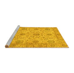 Sideview of Machine Washable Oriental Yellow Traditional Rug, wshabs3976yw