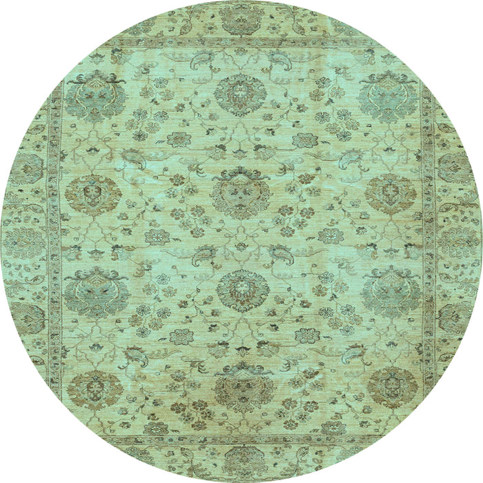 Round Oriental Light Blue Traditional Rug, abs3976lblu