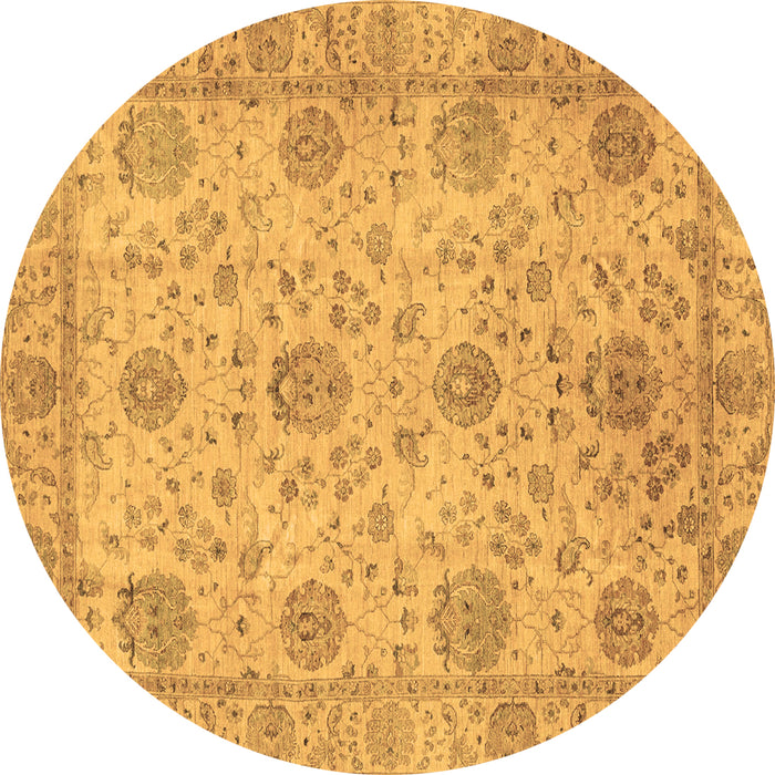Round Machine Washable Oriental Brown Traditional Rug, wshabs3976brn