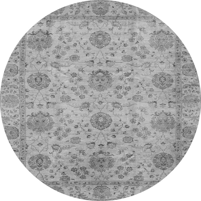 Round Machine Washable Oriental Gray Traditional Rug, wshabs3976gry
