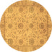 Round Oriental Brown Traditional Rug, abs3976brn