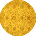 Round Oriental Yellow Traditional Rug, abs3976yw