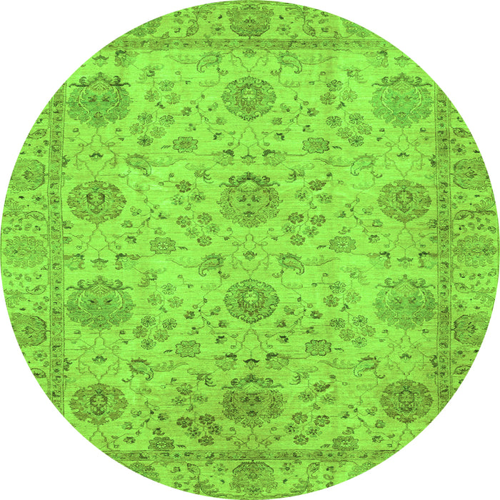 Round Oriental Green Traditional Rug, abs3976grn