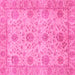 Square Machine Washable Oriental Pink Traditional Rug, wshabs3976pnk