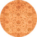 Round Machine Washable Oriental Orange Traditional Area Rugs, wshabs3976org